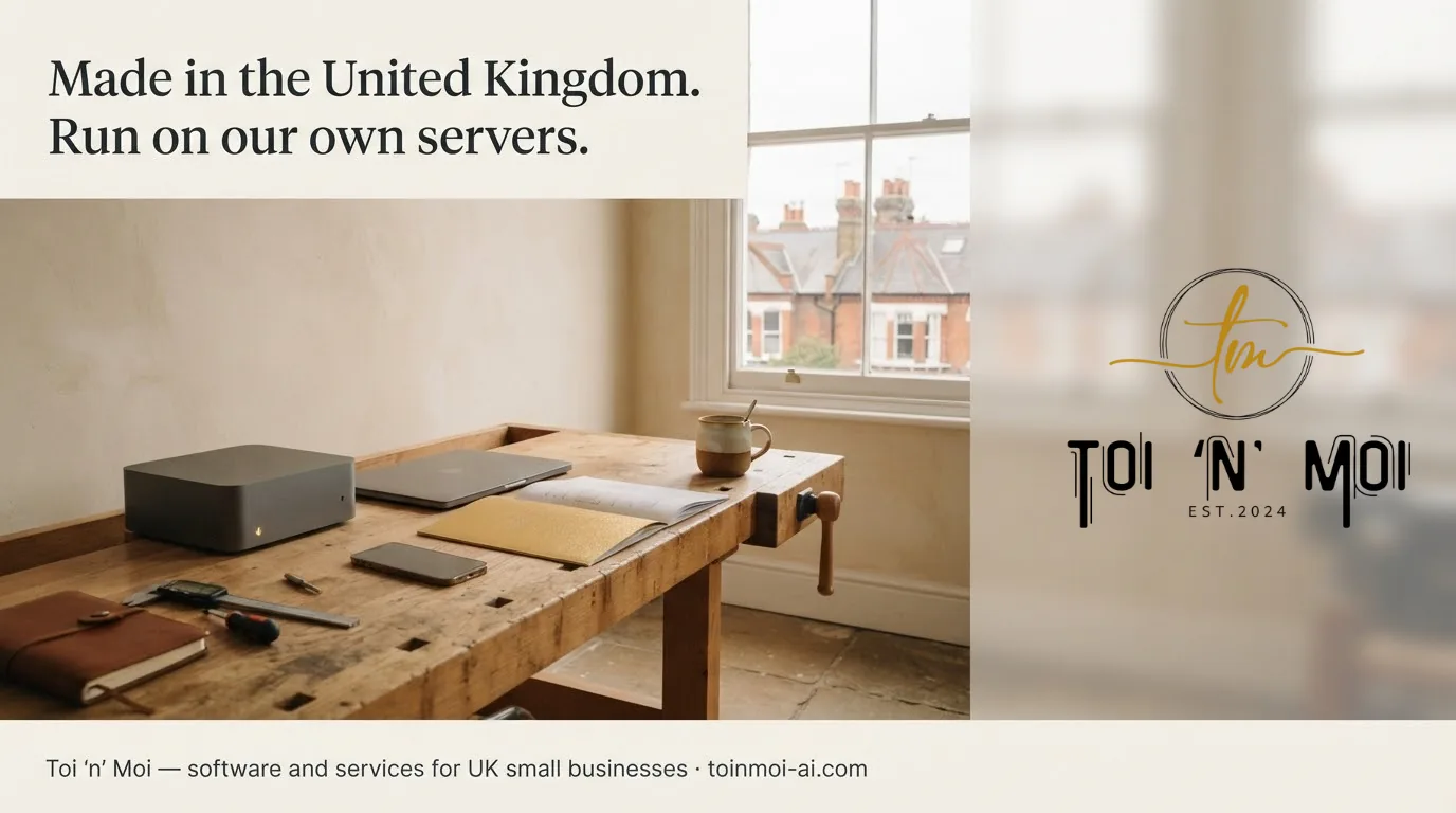 Made in the United Kingdom, run on our own servers — Toi 'n' Moi