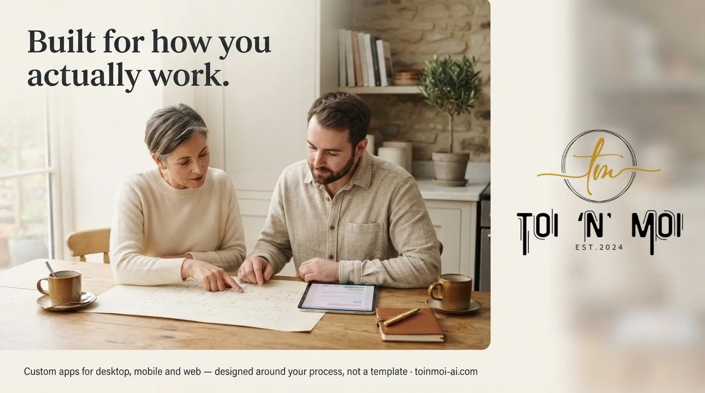 Built for how you actually work — custom apps for desktop, mobile and web